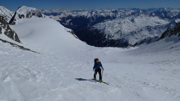 View across the Planferner to the South Tyrolean Parseiertal - Ötztal