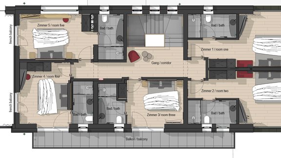 Grundriss 1OG - Chalet White Pearl by MYALPS - Sölden