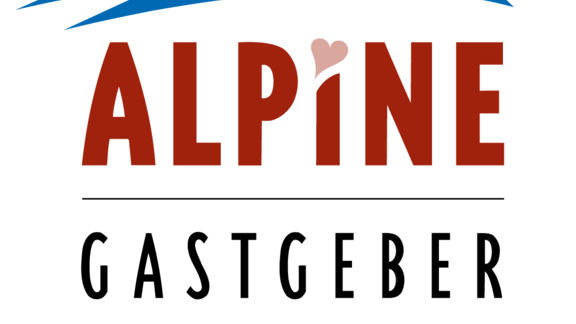 A logo of "ALPINE GASTGEBER" featuring mountains and alpine flowers. It conveys an alpine hospitality. - Trofana Appartements - Sölden