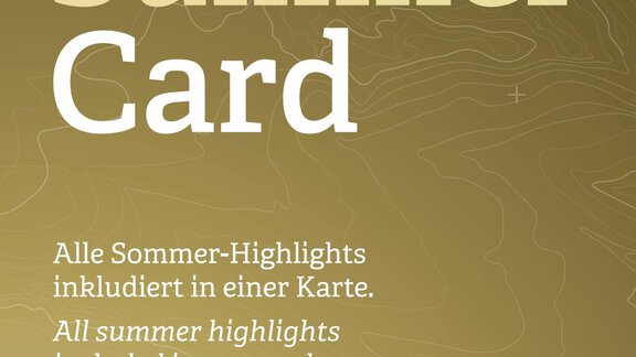 Eine goldene Karte mit der Aufschrift „Summer Card“. Alle Sommer-Highlights sind in einer Karte enthalten. - Hotel Vent - Vent