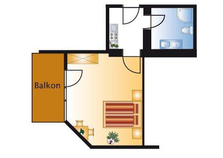 App Typ 2 Grundriss - Appartements Waldesrand - Sölden