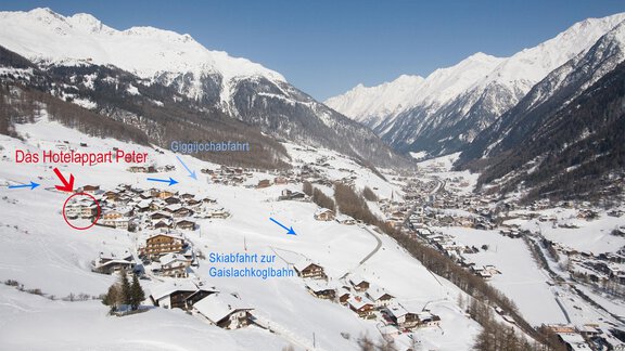 Lage im Winter - Hotelappart Peter - Sölden