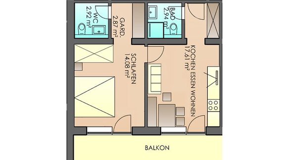 App "Typ 4" Grundrissbeispiel - Appartements Waldesrand - Sölden