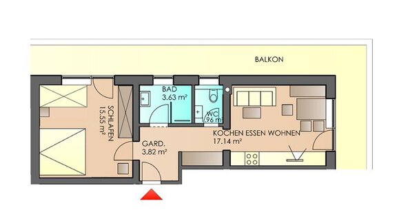 App "Typ 4" Grundrissbeispiel - Appartements Waldesrand - Sölden