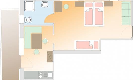 Grundriss Studio - Hotel Garni Apart Fiegl - Sölden