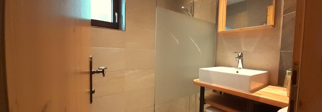 Badezimmer kleines Appartement der Veitenhof Urlau - Bio & Reiterhof der Veitenhof - Niederthai